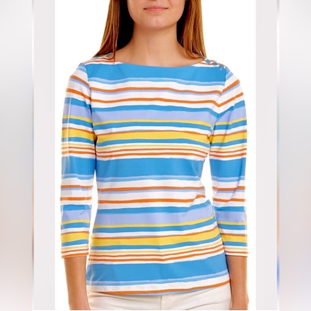 J. McLaughlin Wavesong Catalina Cloth Striped Boat Neck Top Womens Sz XS